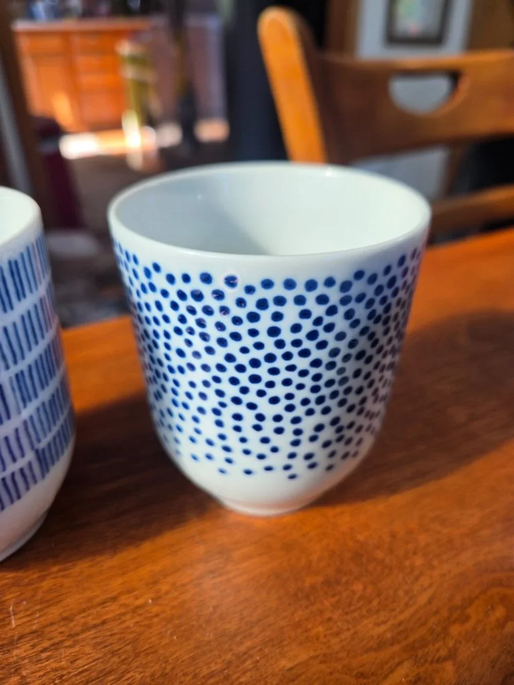 ikea cups/sake/ blue and white assorted colors one cup measures 3.5 inches